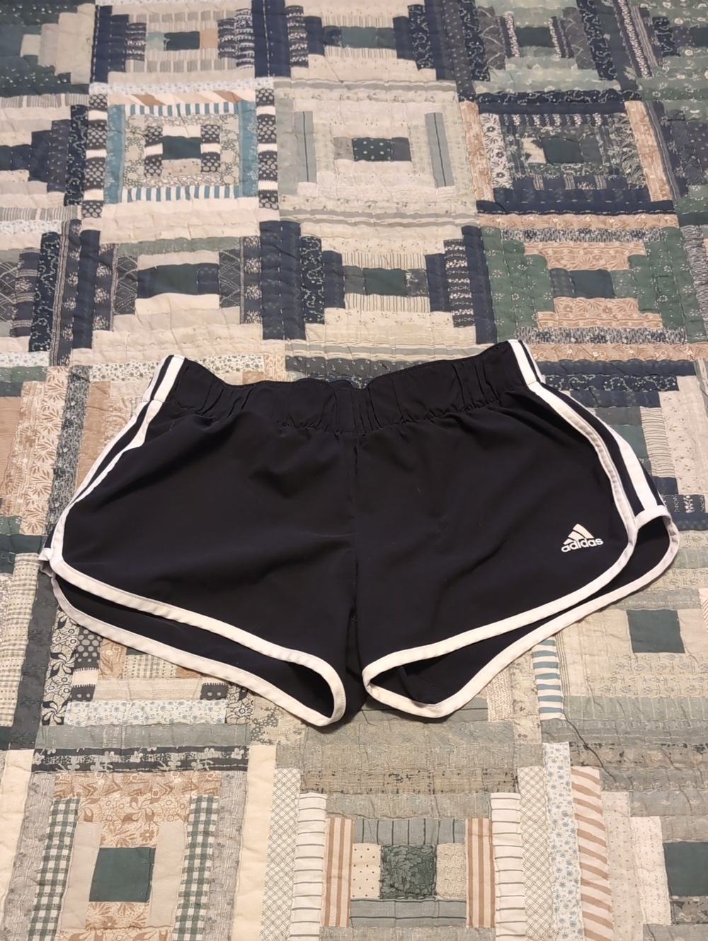 adidas Black Athletic Running Shorts with White Trim